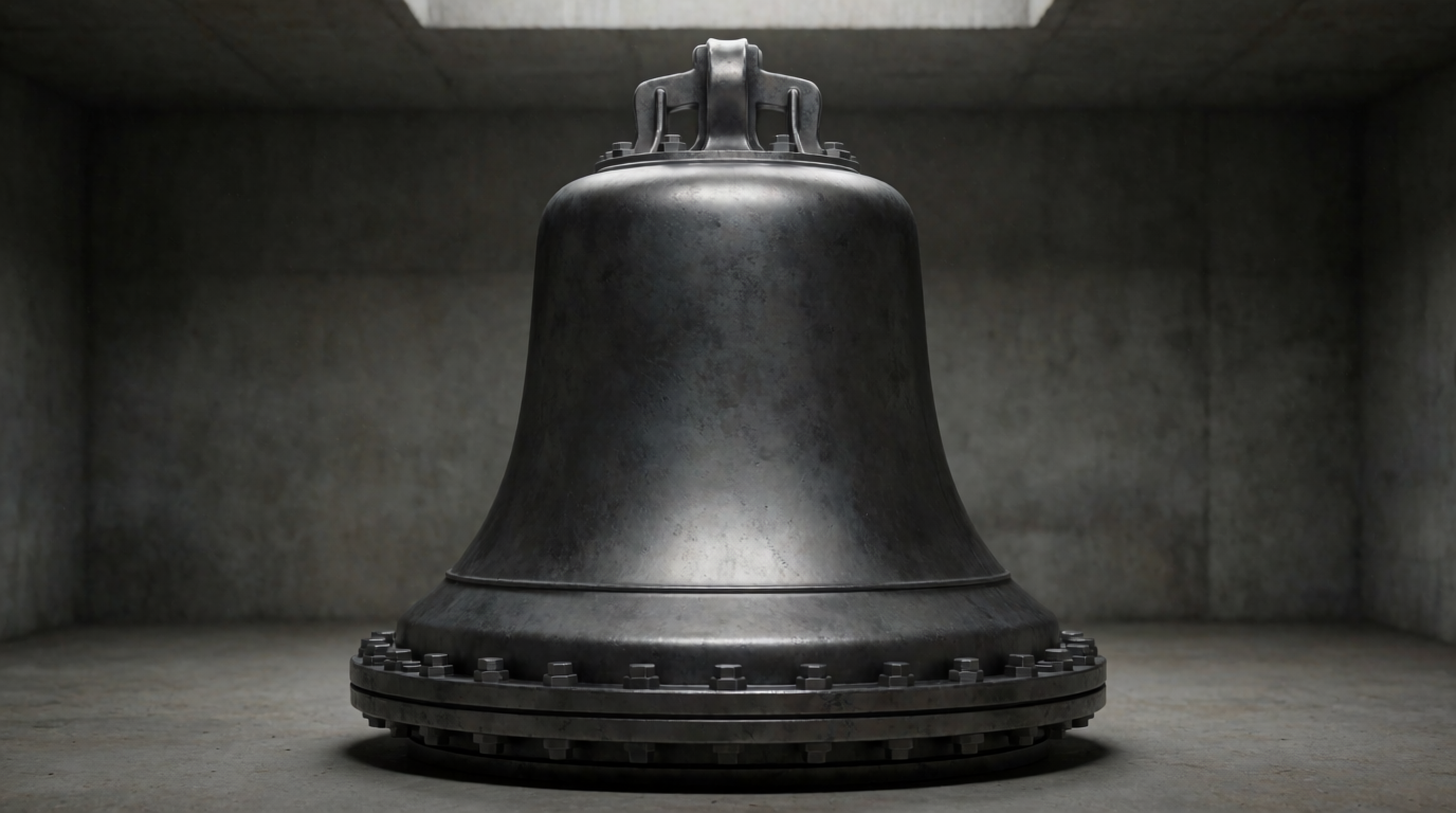 AI-generated speculative illustration, profile of Die Glocke lore device.
