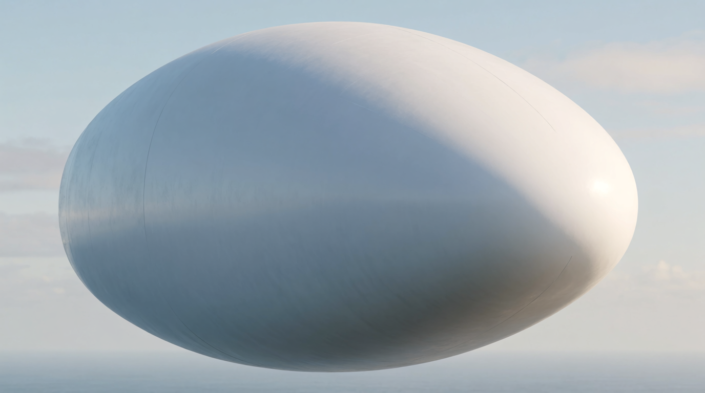 AI-generated illustration, front view of a Tic Tac–shaped UAP.