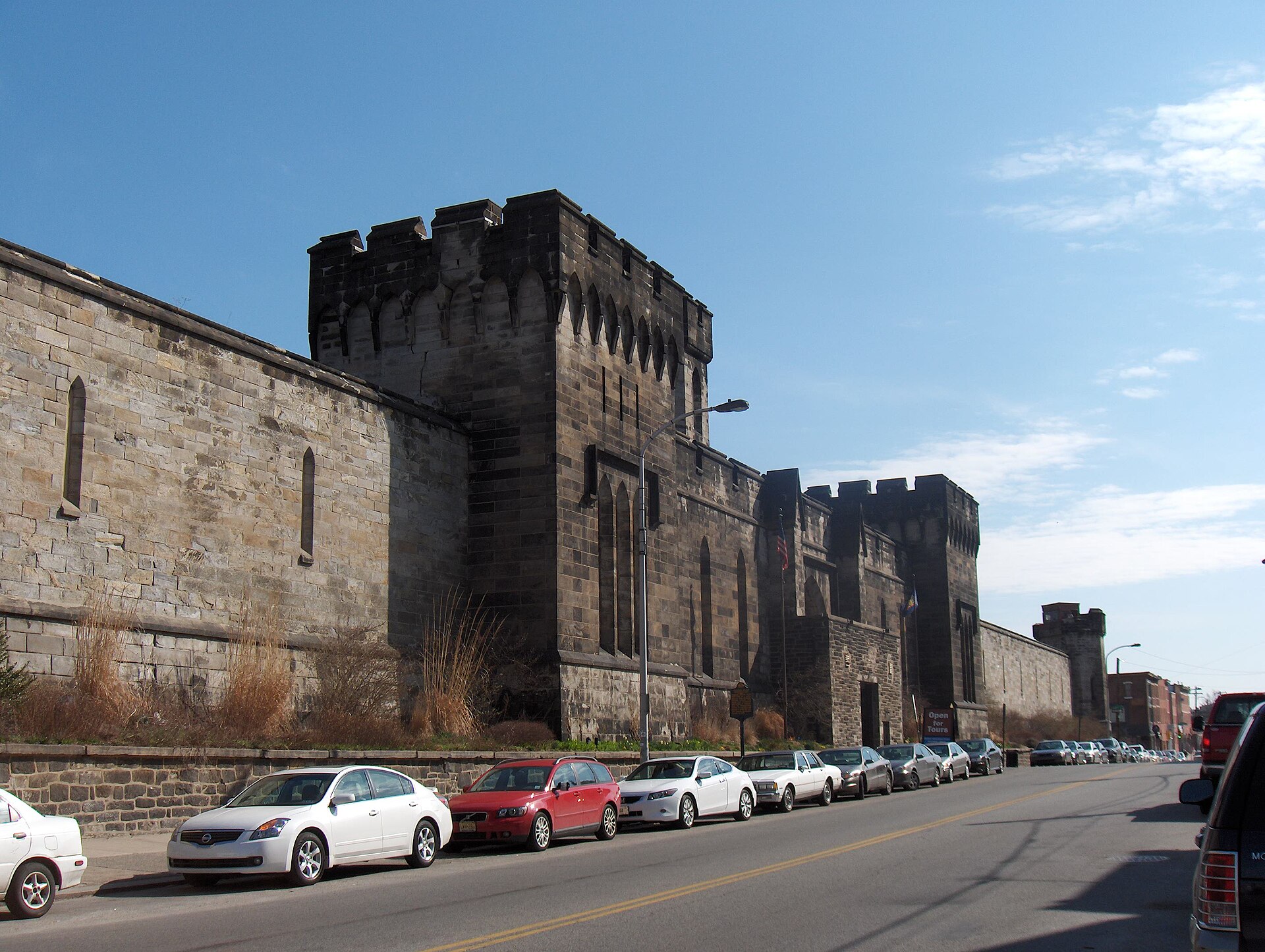 Corridor and facade interior view at Eastern State Penitentiary.