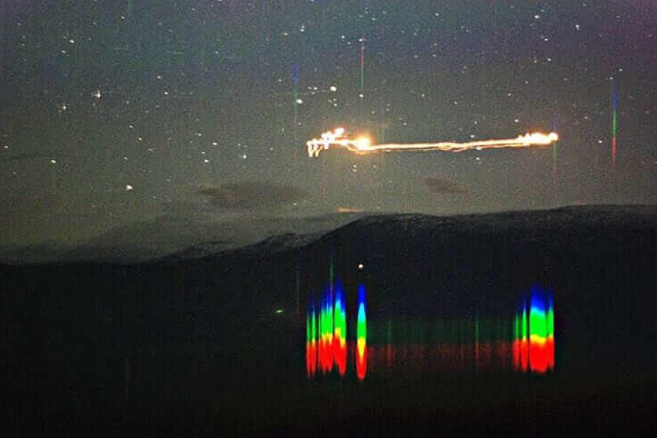 Long-exposure image attributed as Hessdalen lights by a Commons contributor - not an official Project Hessdalen scientific plate.
